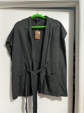 Banana Republic Charcoal Gray Open-Front Belted Cardigan Vest Like new